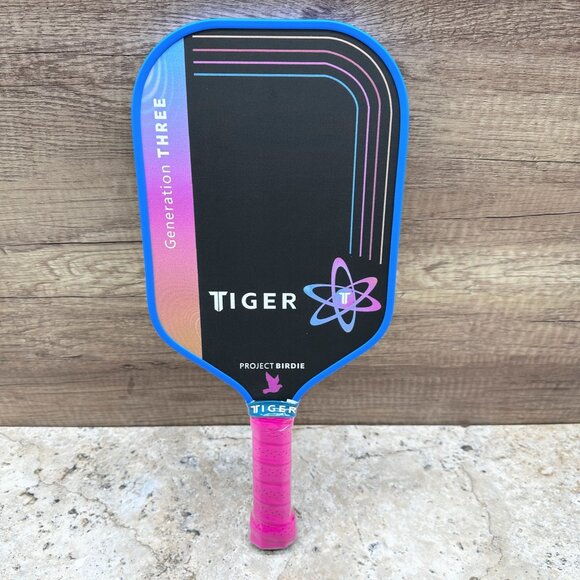 Tiger Generation Three Pickleball Paddle Project Birdie Blue Pink Composite Grip - Picture 4 of 9